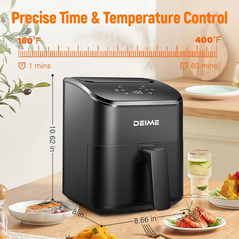 DEIME Air Fryer, Small Digital 3 Qt Airfryer Space Saving Compact, Bake, Reheat, Roasts for Quick Easy Meals, Mini Compact & Quiet, Nonstick & Dishwasher Safe Basket (Black) - Image 3